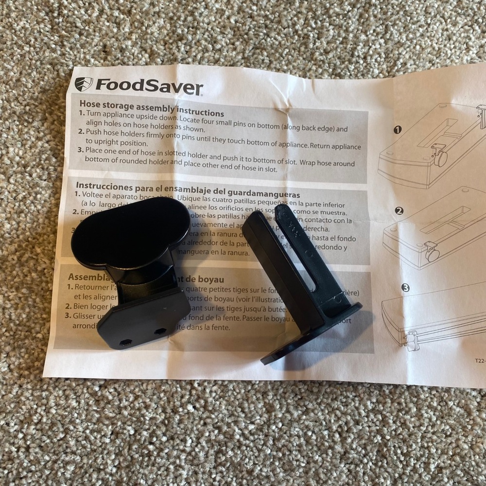 FoodSaver Hose Storage Assembly Clips Replacement Parts Black 2pc‎ Set